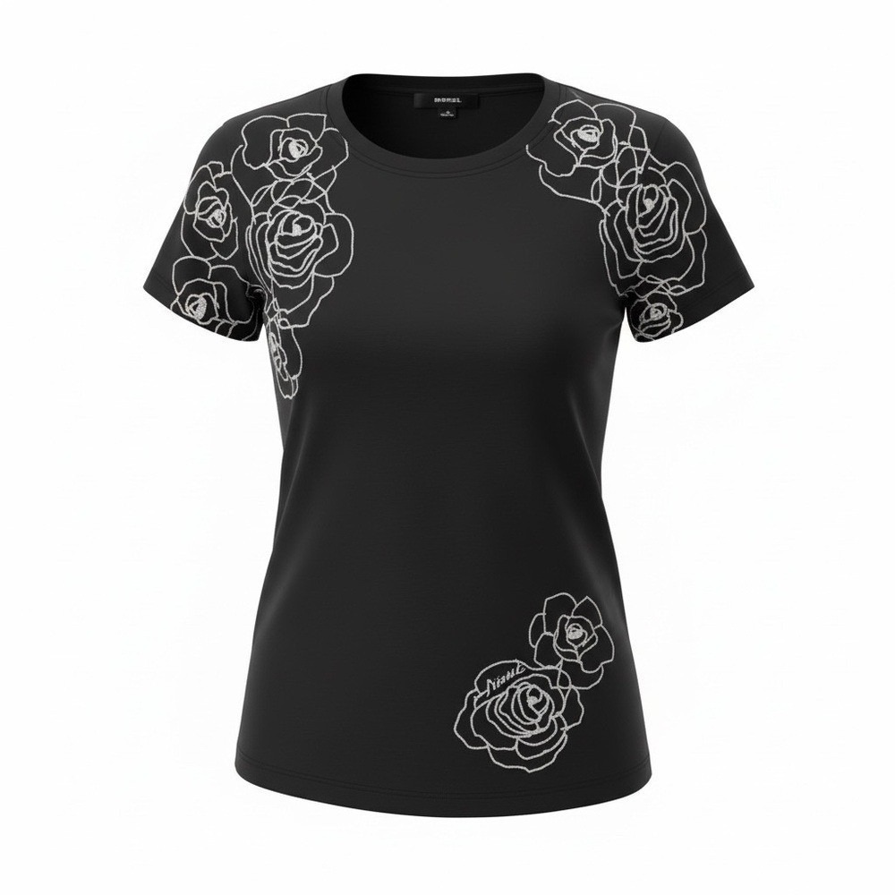 Archive Diesel Y2K Black Rose Graphic Baby Tee • Distressed Indie Sleaze S - Picture 11 of 11
